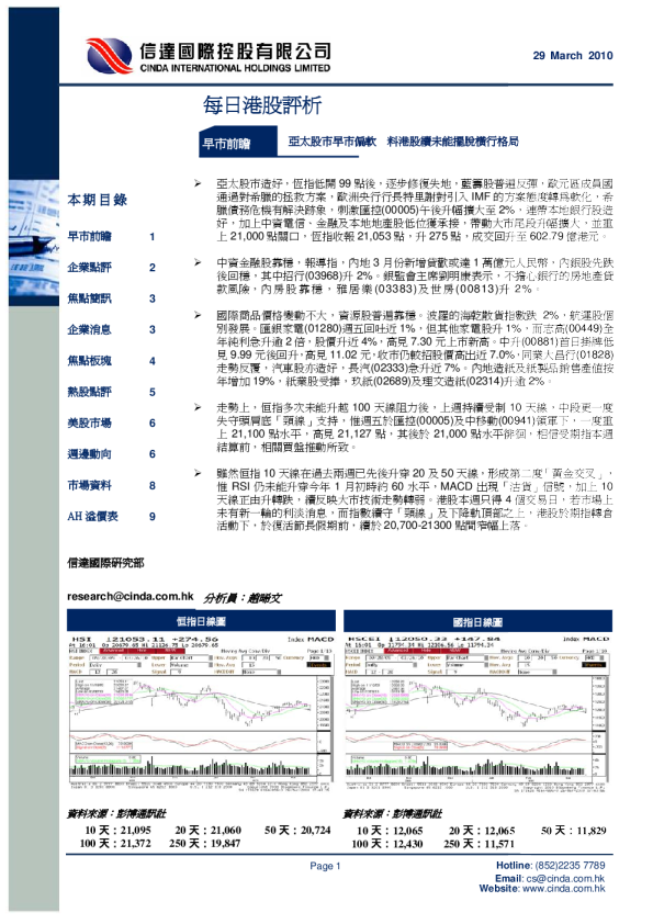 信达国际每日港股评析