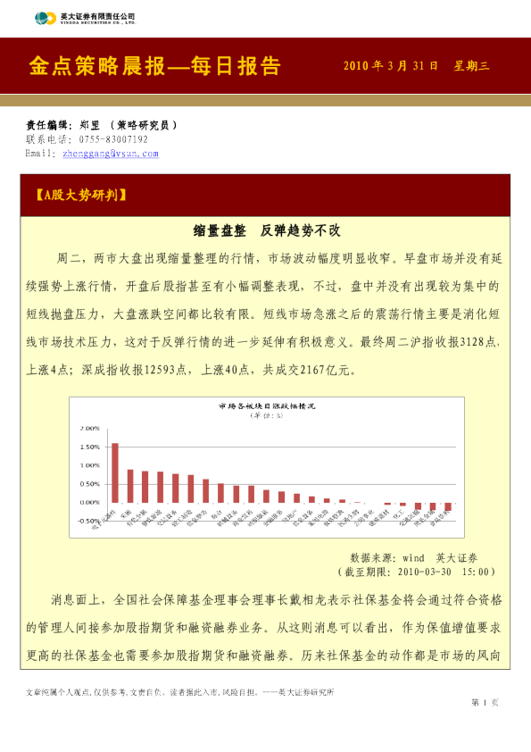英大证券金点策略晨报