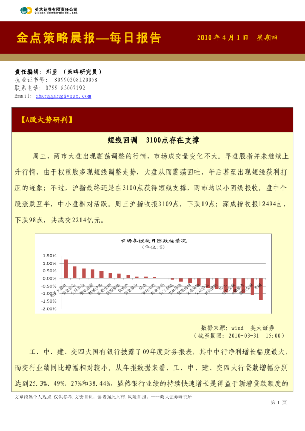 英大证券金点策略晨报