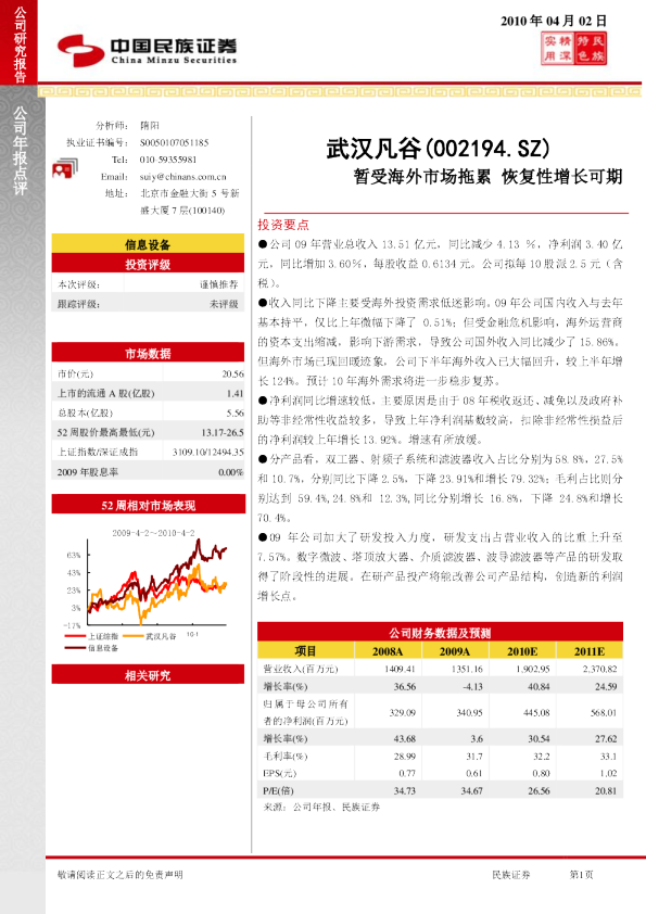 武汉凡谷：暂受海外市场拖累，恢复性增长可期