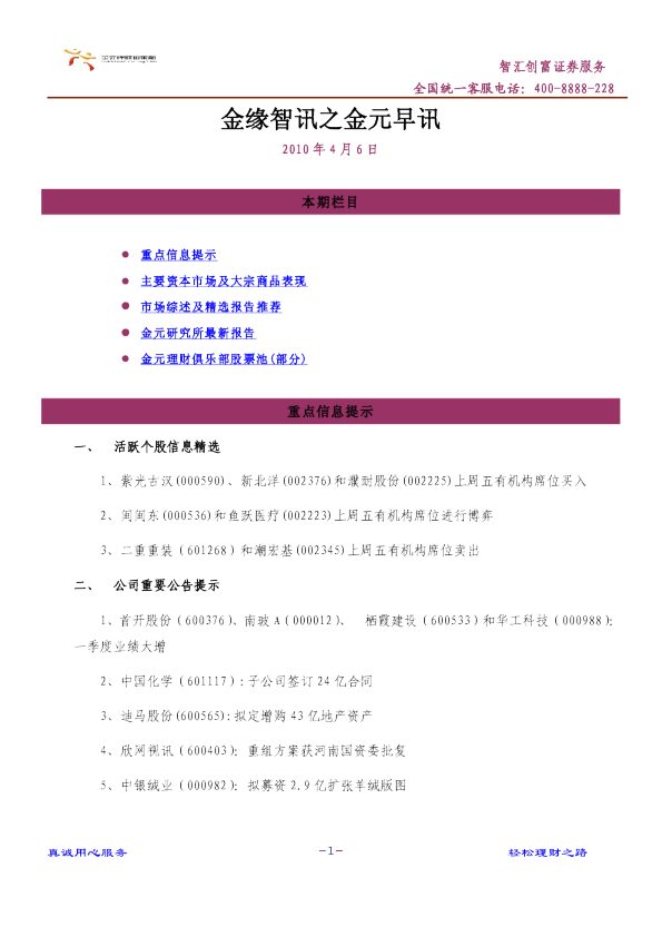 金元证券金元早讯