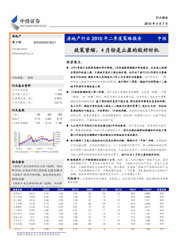 房地产行业2010年二季度策略报告