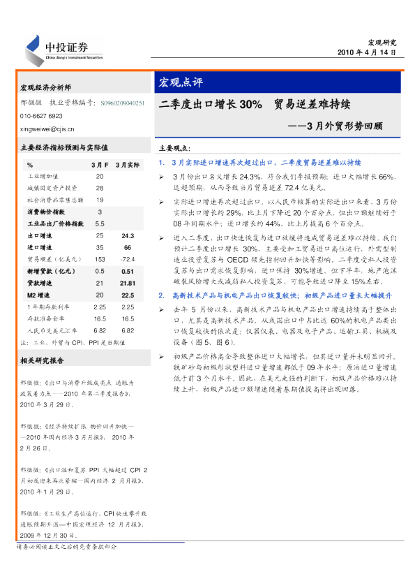 3月外贸形势回顾：二季度出口增长30%,贸易逆差难持续