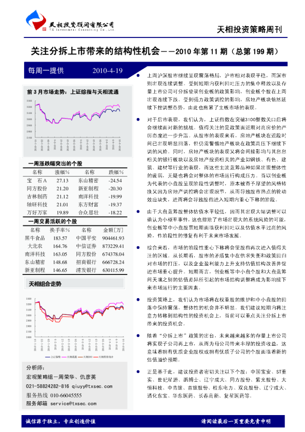 关注分拆上市带来的结构性机会