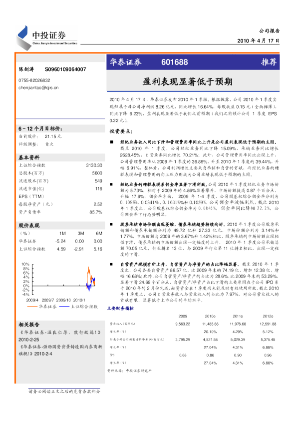 盈利表现显著低于预期