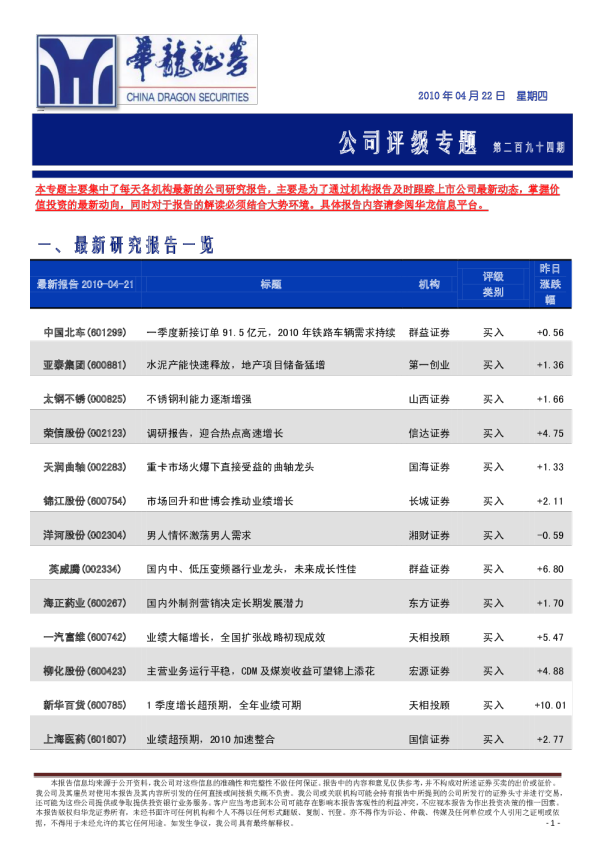 华龙证券公司评级专题