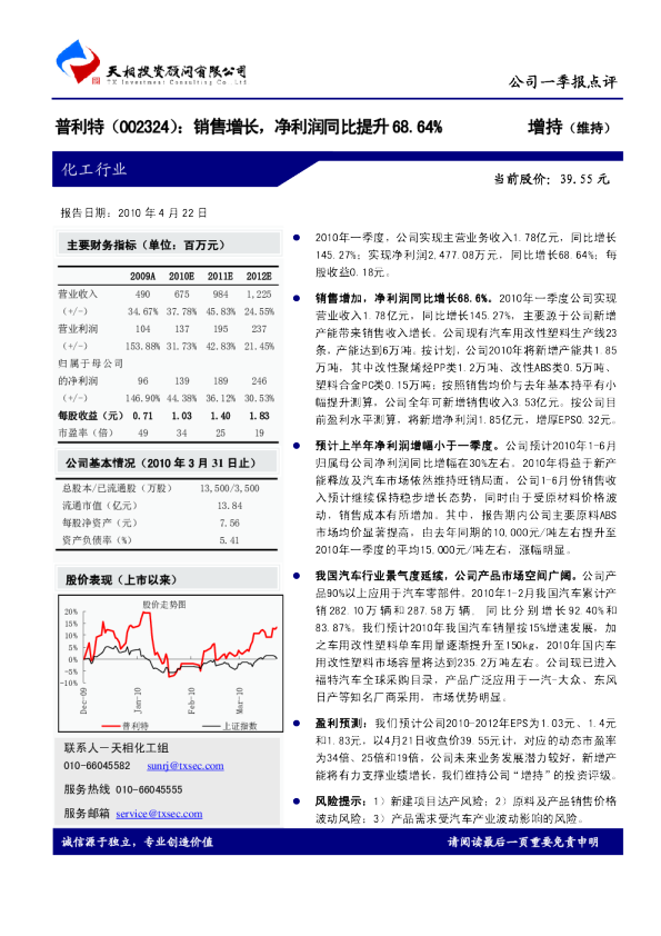销售增长，净利润同比提升68。64％