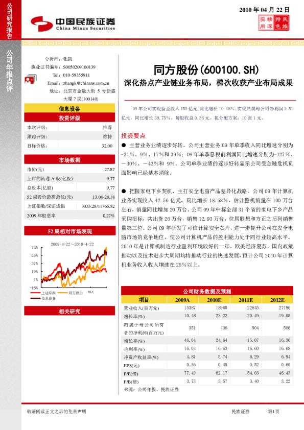 同方股份：深化热点产业链业务布局，梯次收获产业布局成果