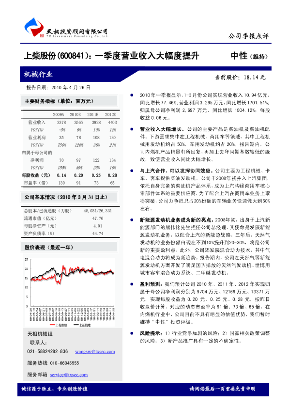 一季度营业收入大幅度提升