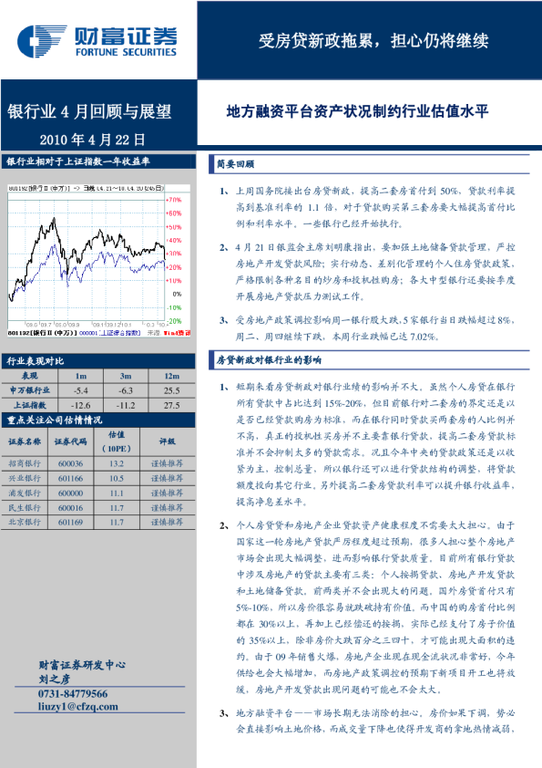 银行业4月回顾与展望：受房贷新政拖累,担心仍将继续
