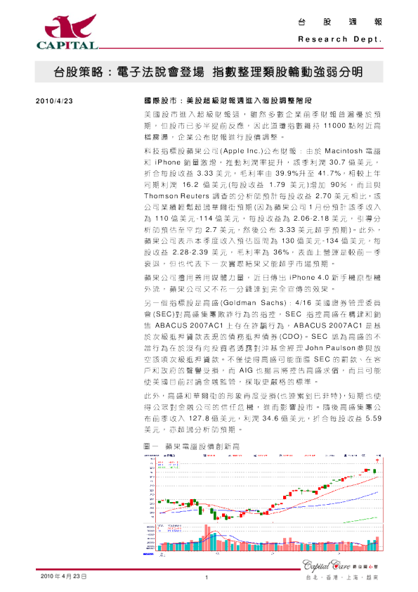 台股策略：电子法说会登场,指数整理类股轮动强弱分明