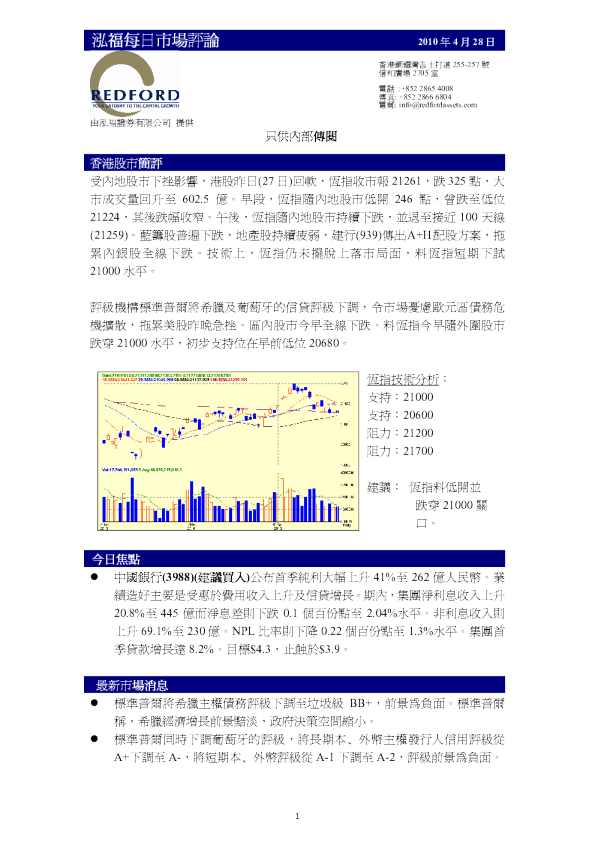 泓福证券每日市场评论