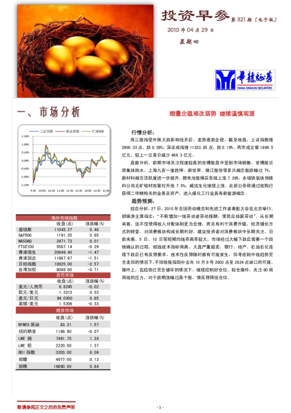 华龙证券投资早参