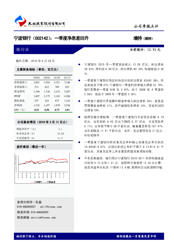一季度净息差回升