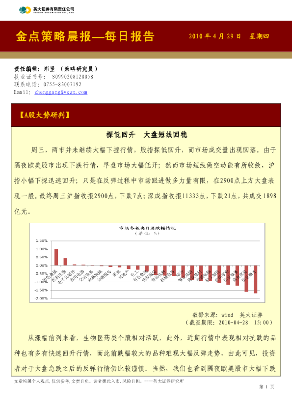 英大证券金点策略晨报