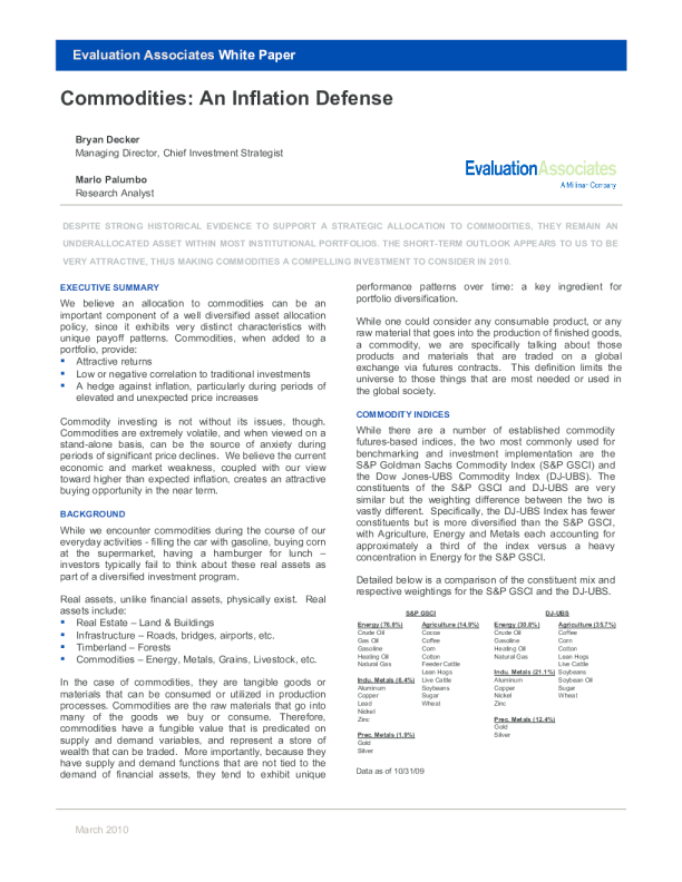 商品：通胀防御