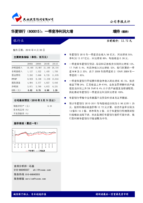 一季度净利润大增