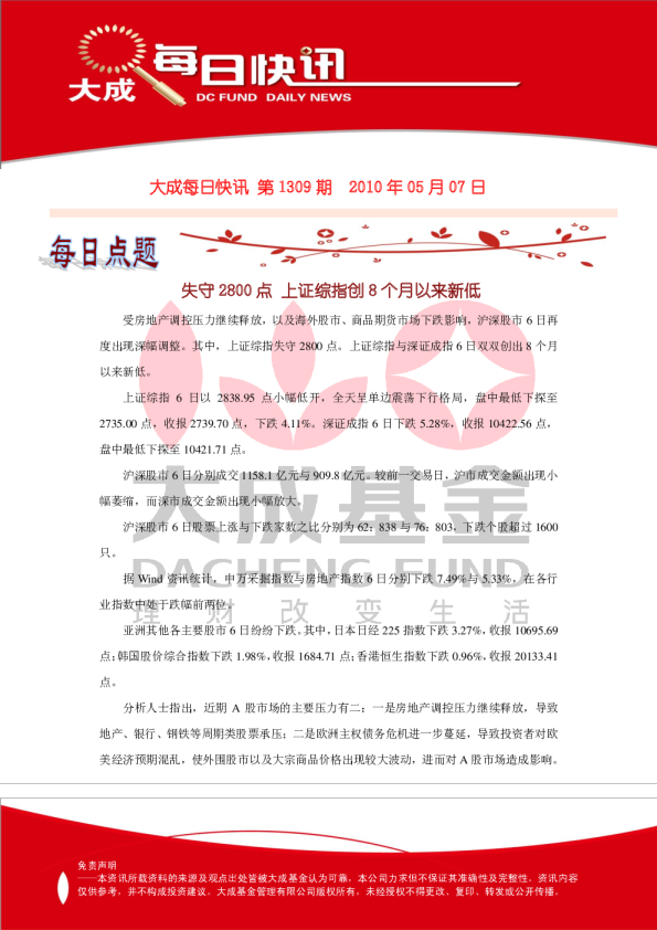 大成基金每日快讯