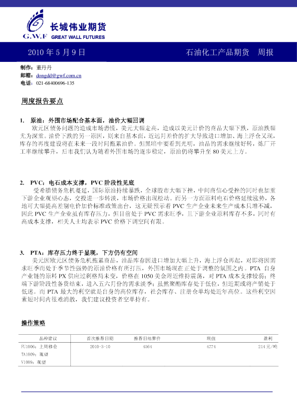 长城伟业期货石油化工产品期货早报