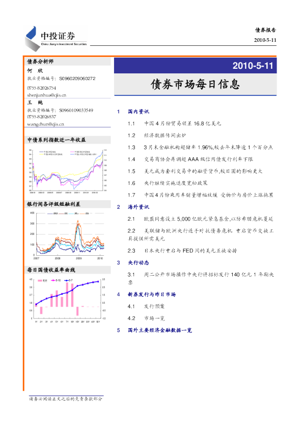 中投证券债券市场每日信息