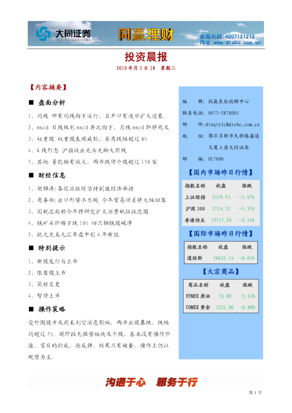 大同证券同赢鄂尔多斯投资晨报