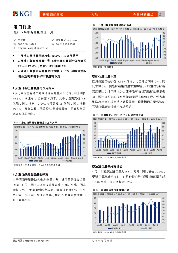 港口行业：预计下半年吞吐量增速下滑