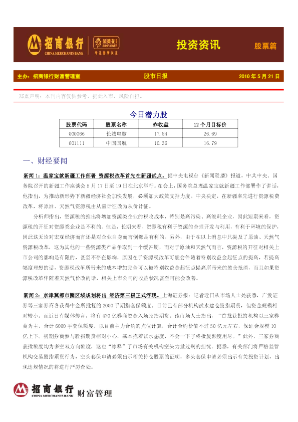 投资资讯股票篇