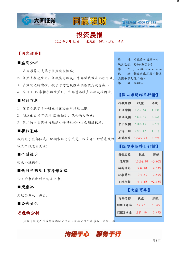 大同证券同赢晋矿投资晨报