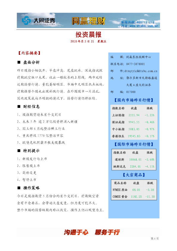 同赢鄂尔多斯投资晨报