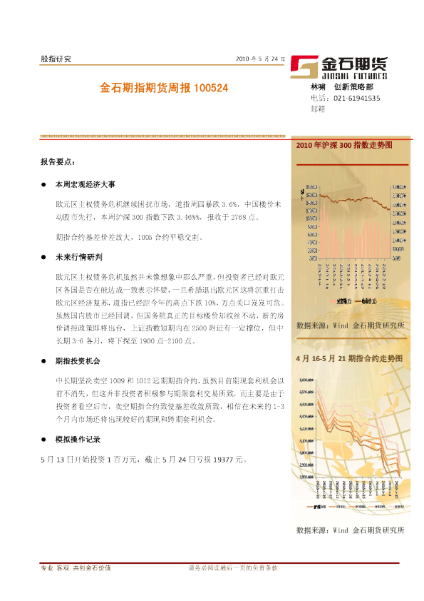 金石期指期货周报