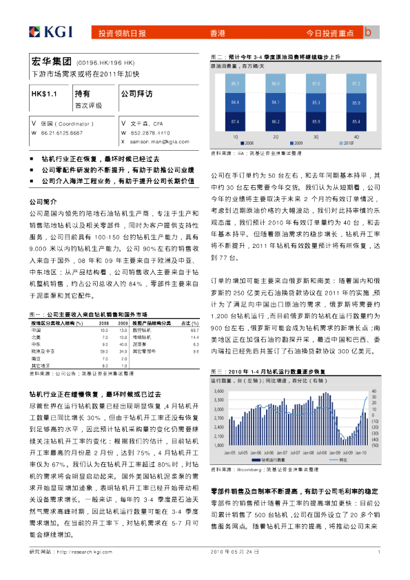 宏华集团：下游市场需求或将在2011年加快