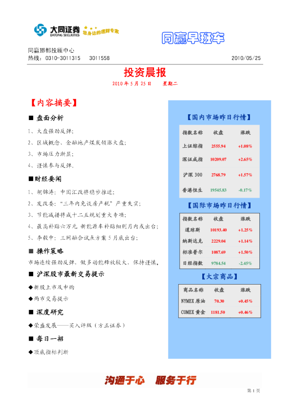 大同证券邯郸投资晨报