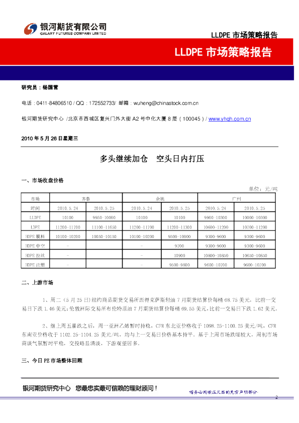LLDPE市场策略报告：多头继续加仓,空头日内打压