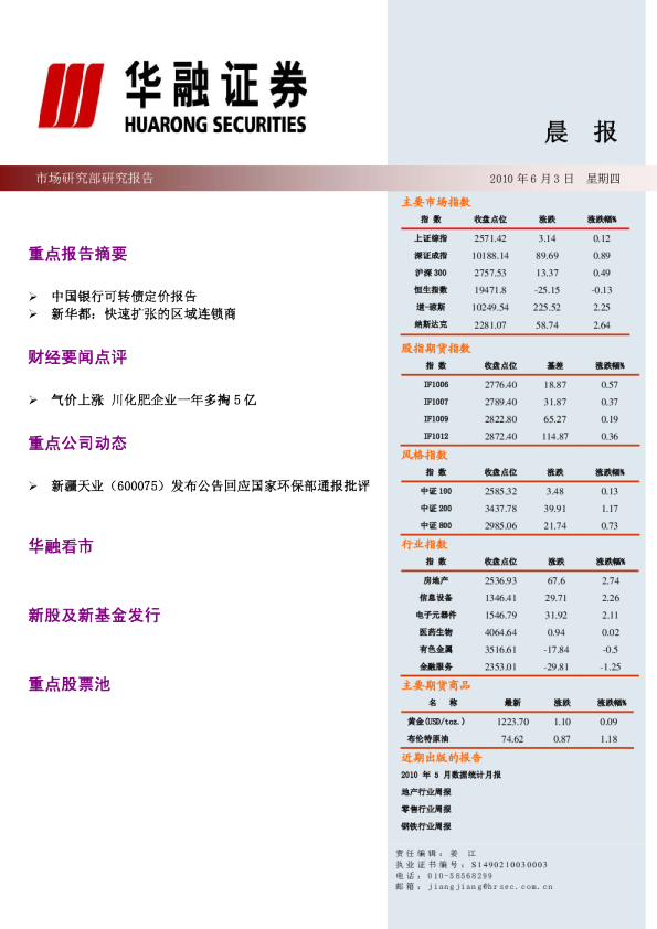 华融证券每日晨报