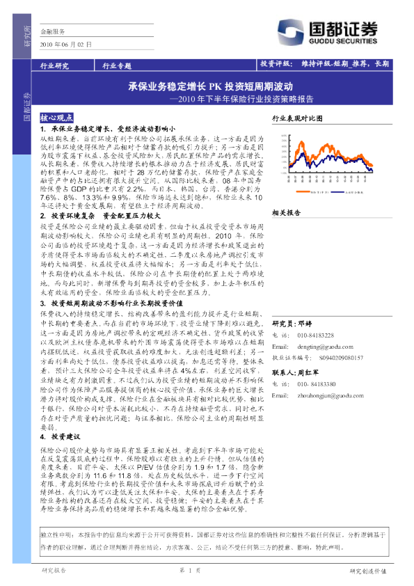 2010年下半年保险行业投资策略报告：承保业务稳定增长PK投资短周期波动