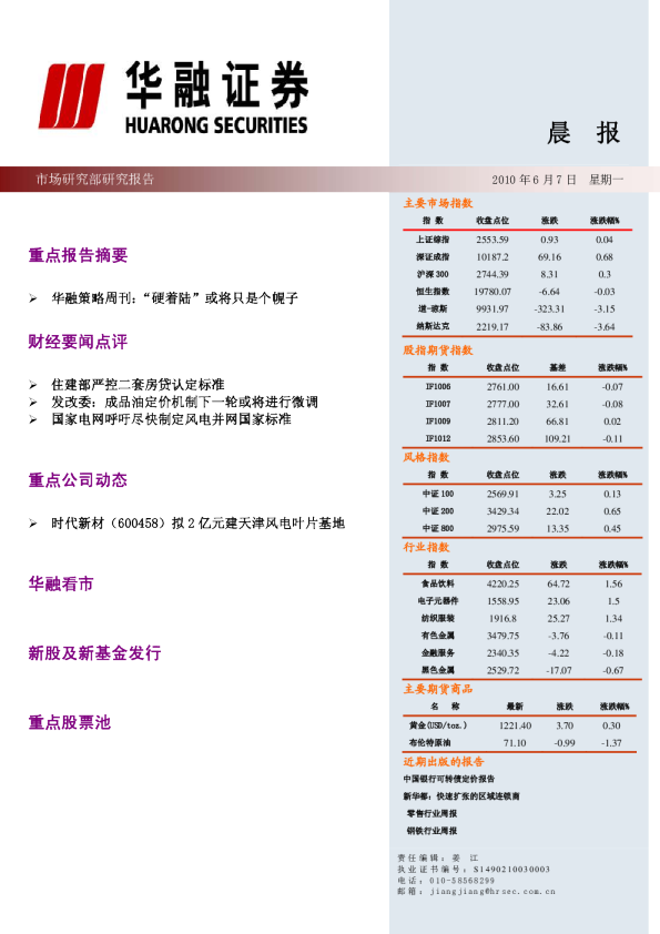 华融证券每日晨报