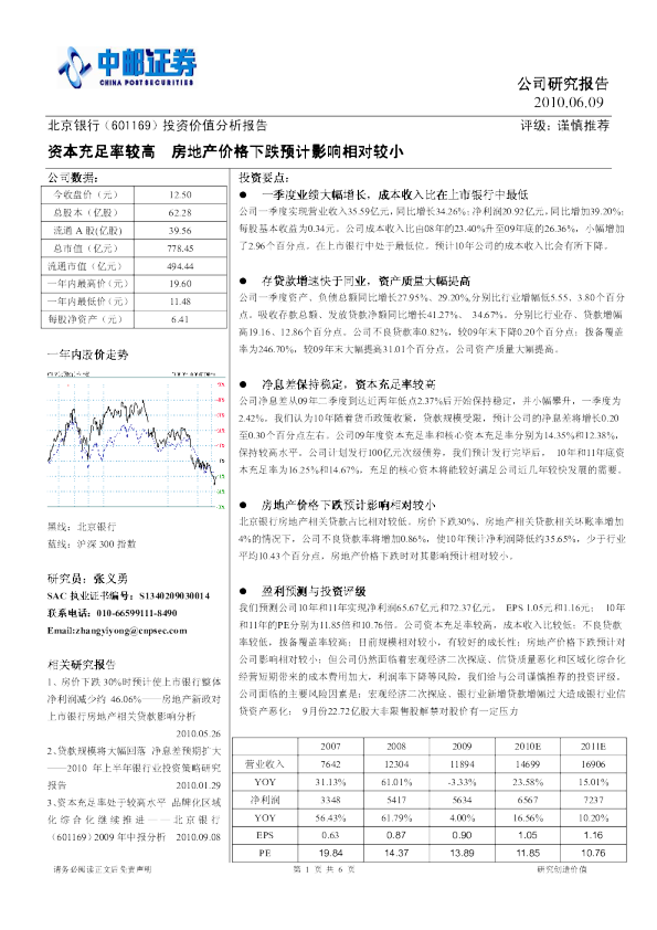资本充足率较高,房地产价格下跌预计影响相对较小