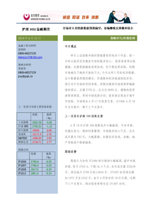 金元期货股指期货投资策略研究