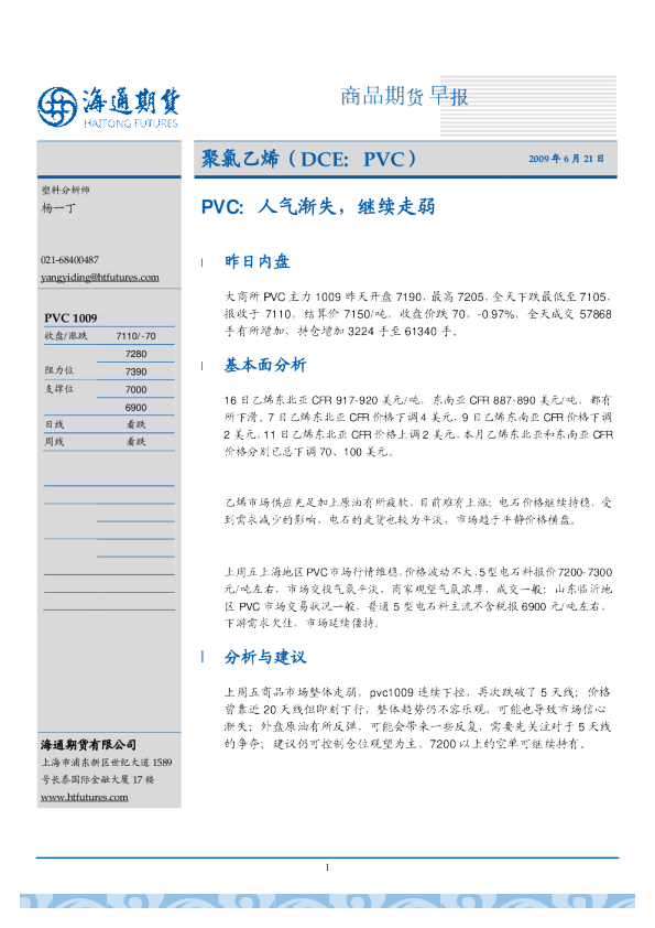 PVC：人气渐失,继续走弱