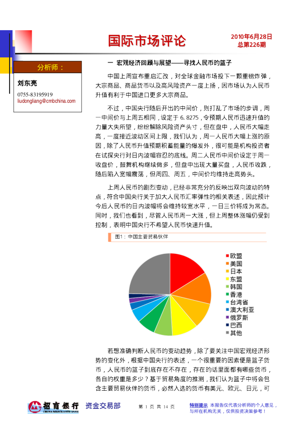 国际市场评论：寻找人民币的篮子