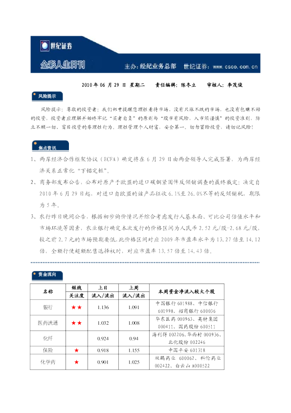 世纪证券金彩人生日刊