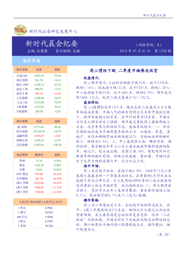 新时代晨会纪要