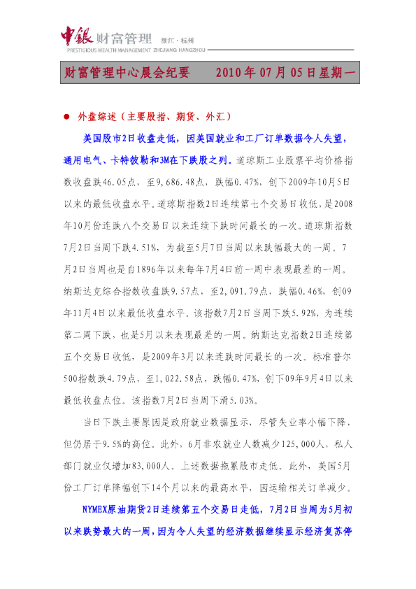 中银财富财富晨会纪要