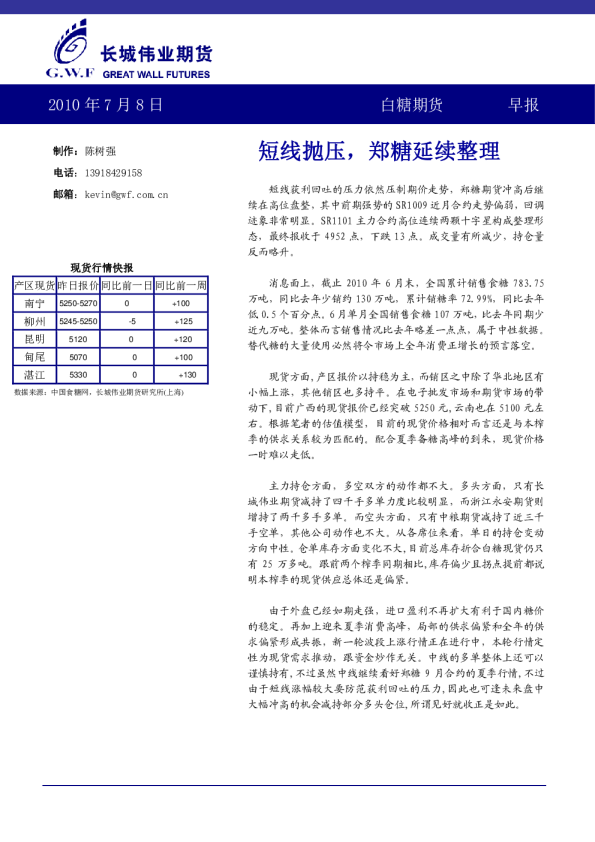 长城伟业期货白糖期货早报