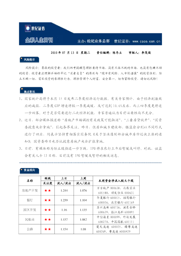 世纪证券金彩人生日刊