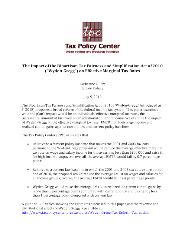 The Impact of the Bipartisan Tax Fairness and Simplification Act of