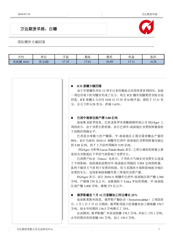 万达期货早报：白糖