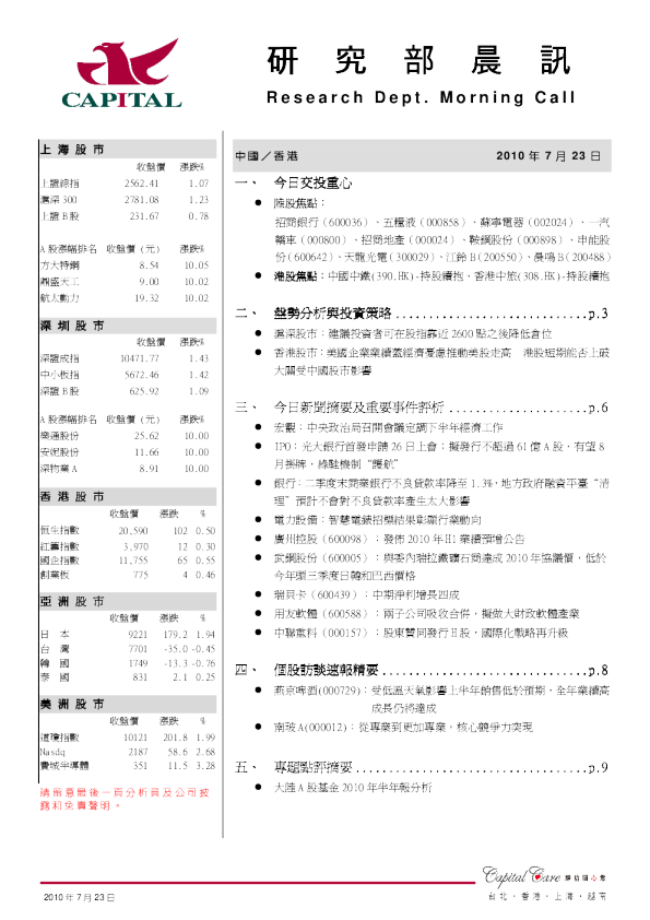 群益证券研究部晨讯