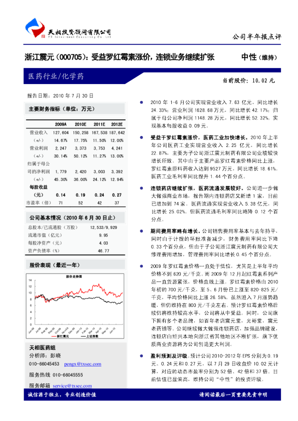 受益罗红霉素涨价，连锁业务继续扩张
