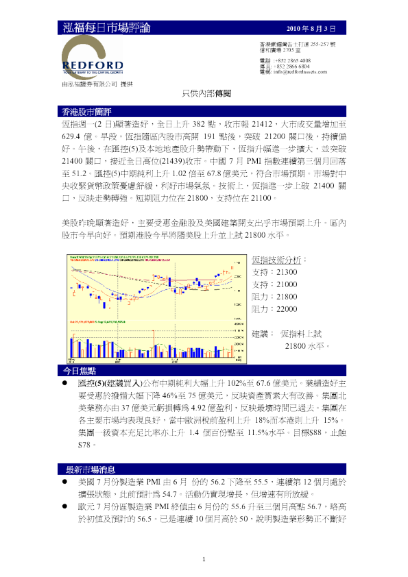 泓福证券每日市场评论